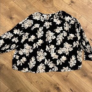 Maurices Black and Cream Floral Blouse